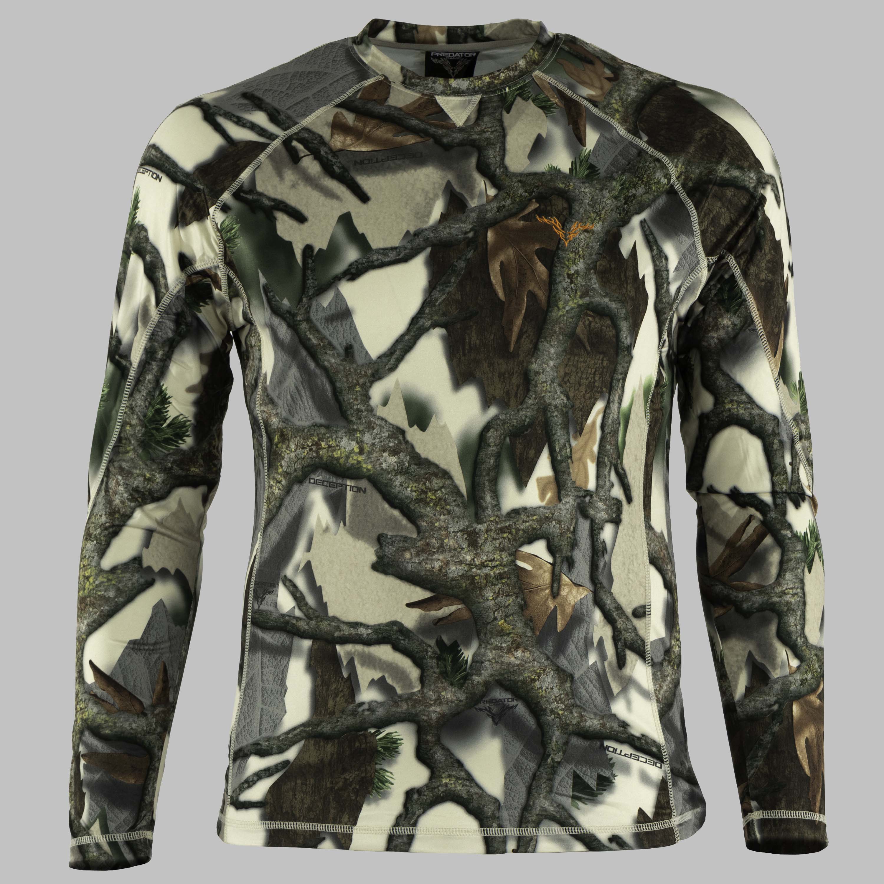 Predator Camo - Performance Long Sleeve Crew - Front View - #color_3d-deception