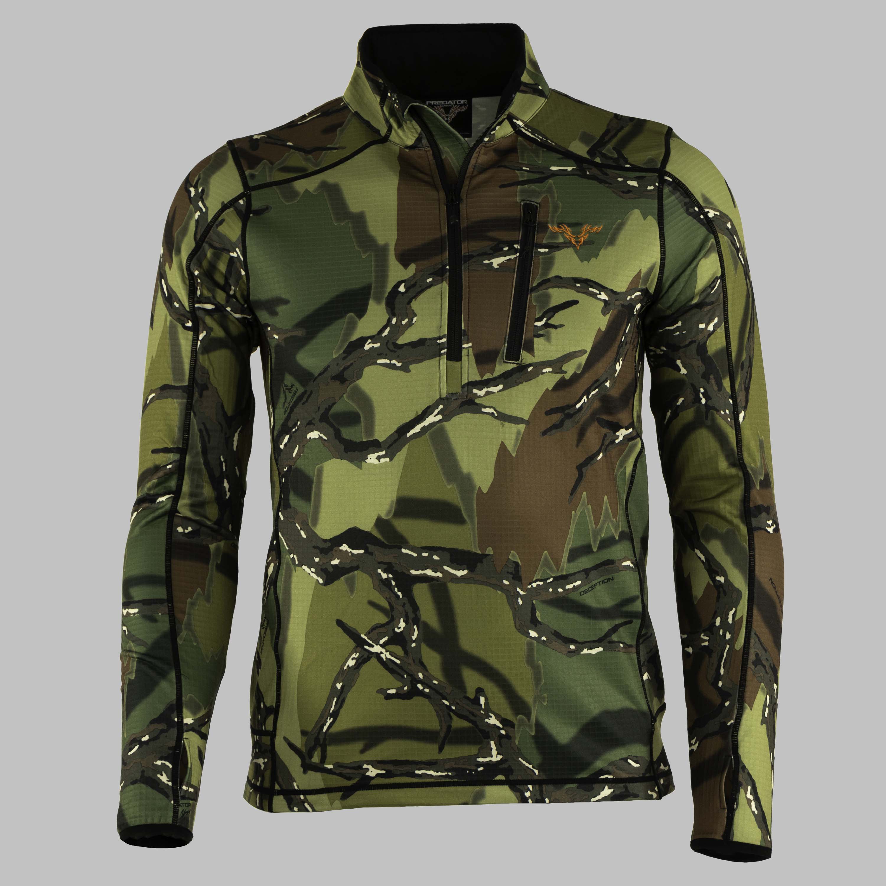 Predator Camo - Performance Fleece 1/4 Zip - Front View - #color_green-deception