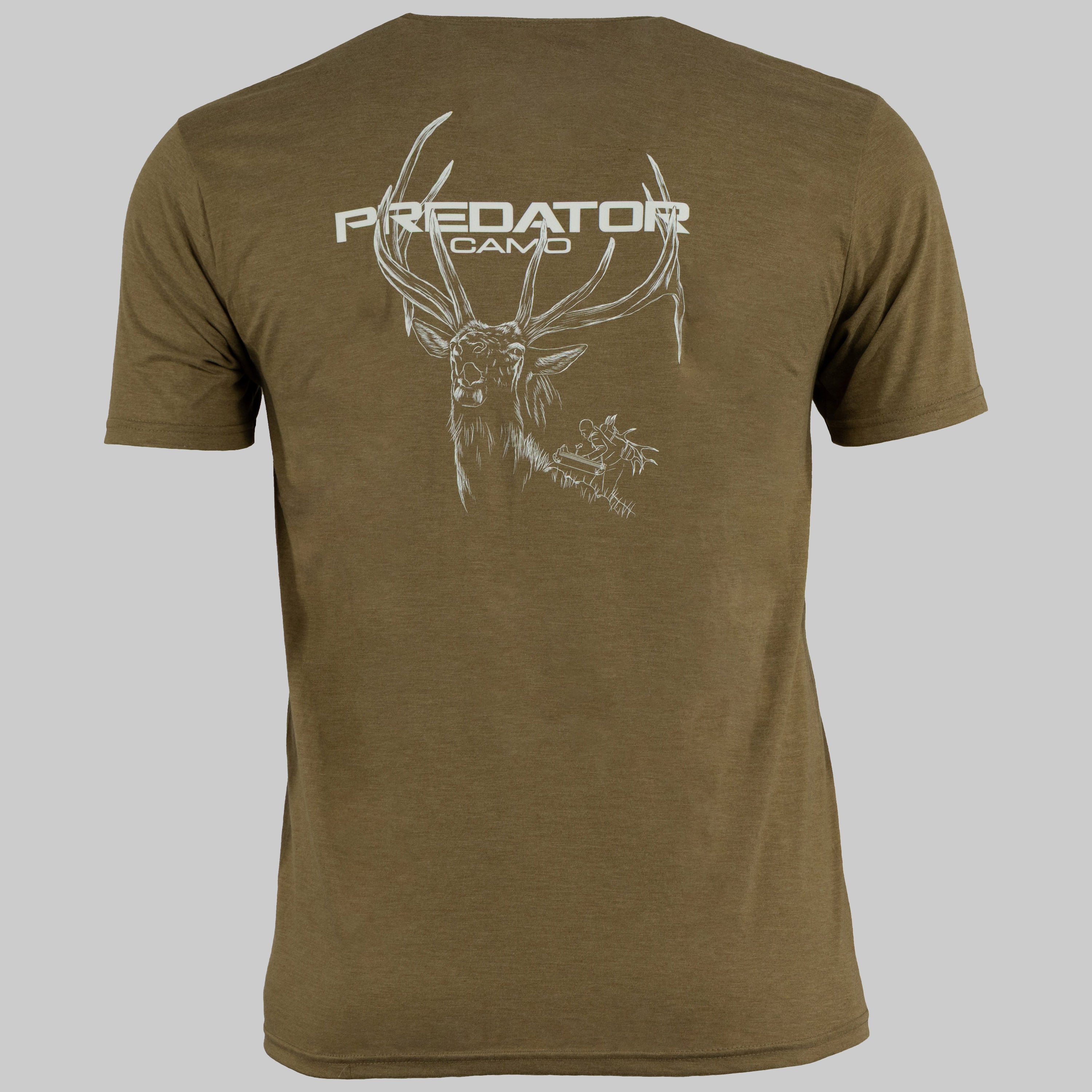 Predator Camo - Ridge Tee - Elk Back View - Coyote Brown Heather