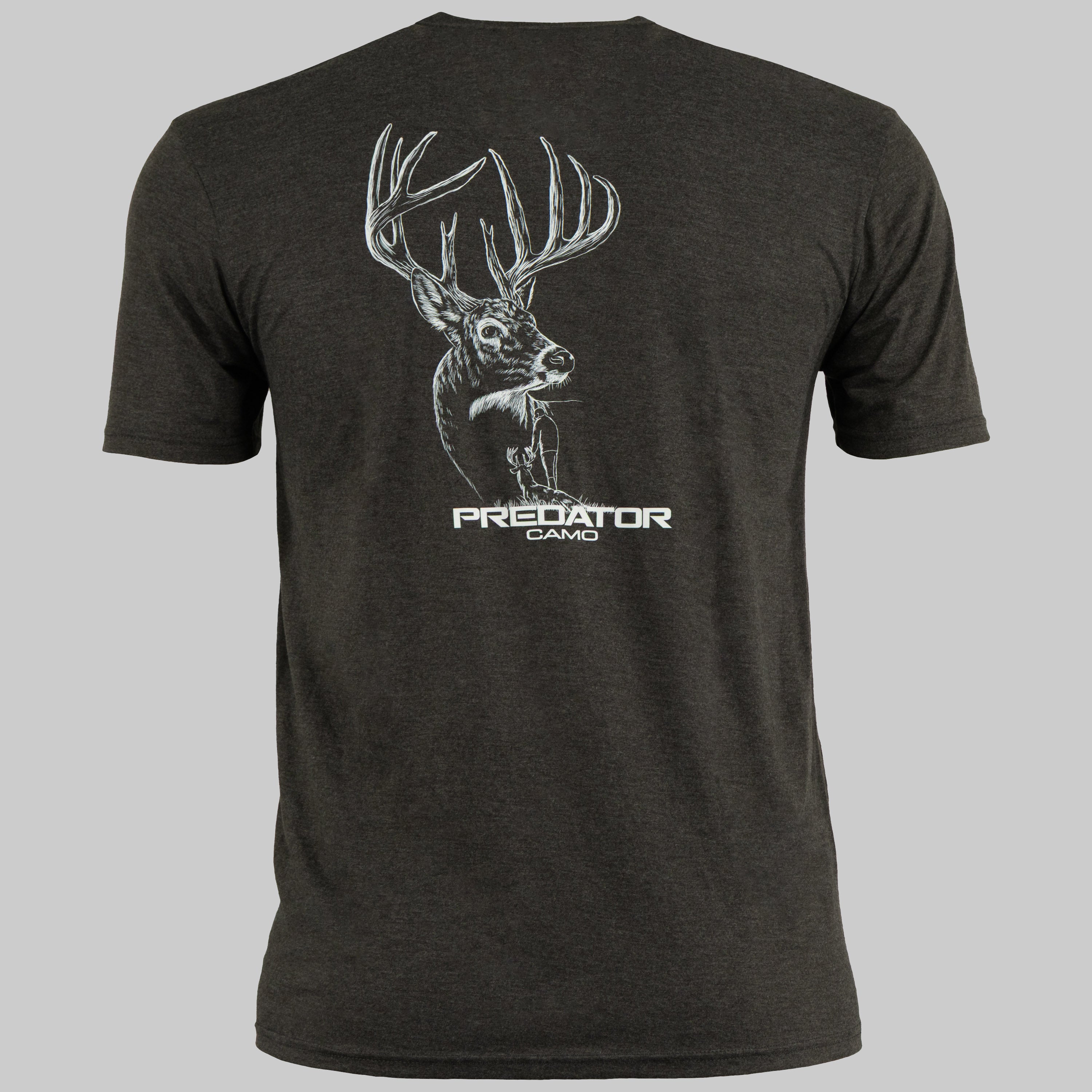 Predator Camo - Ridge Tee - Whitetail Back View - Heathered Charcoal