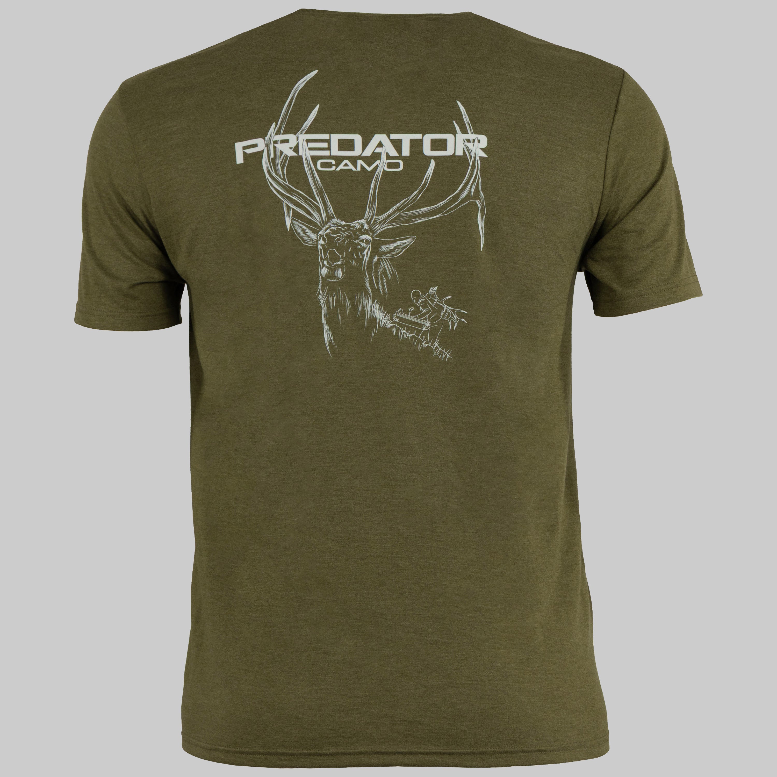 Predator Camo - Ridge Tee - Elk Back View - Military Green Frost