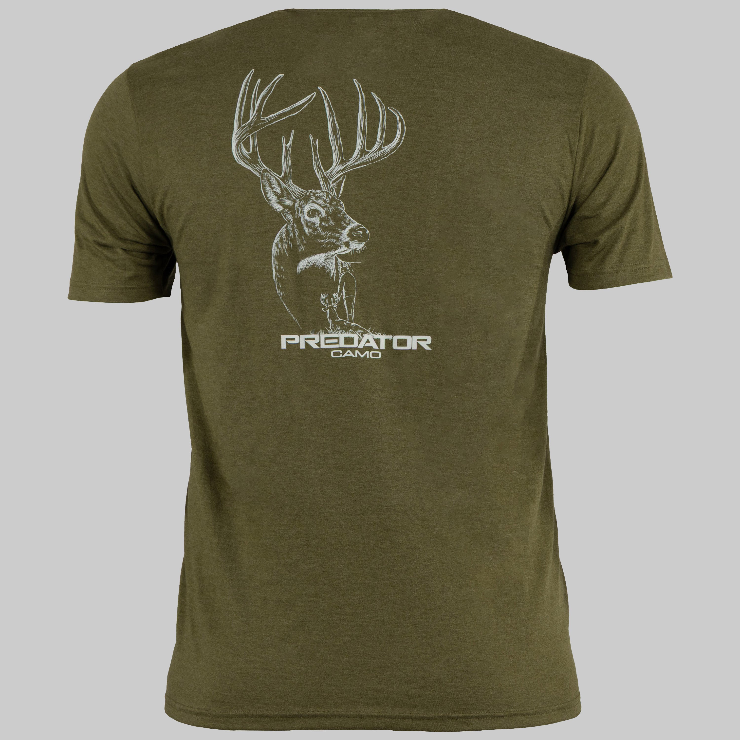 Predator Camo - Ridge Tee - Whitetail Back View - Military Green Frost
