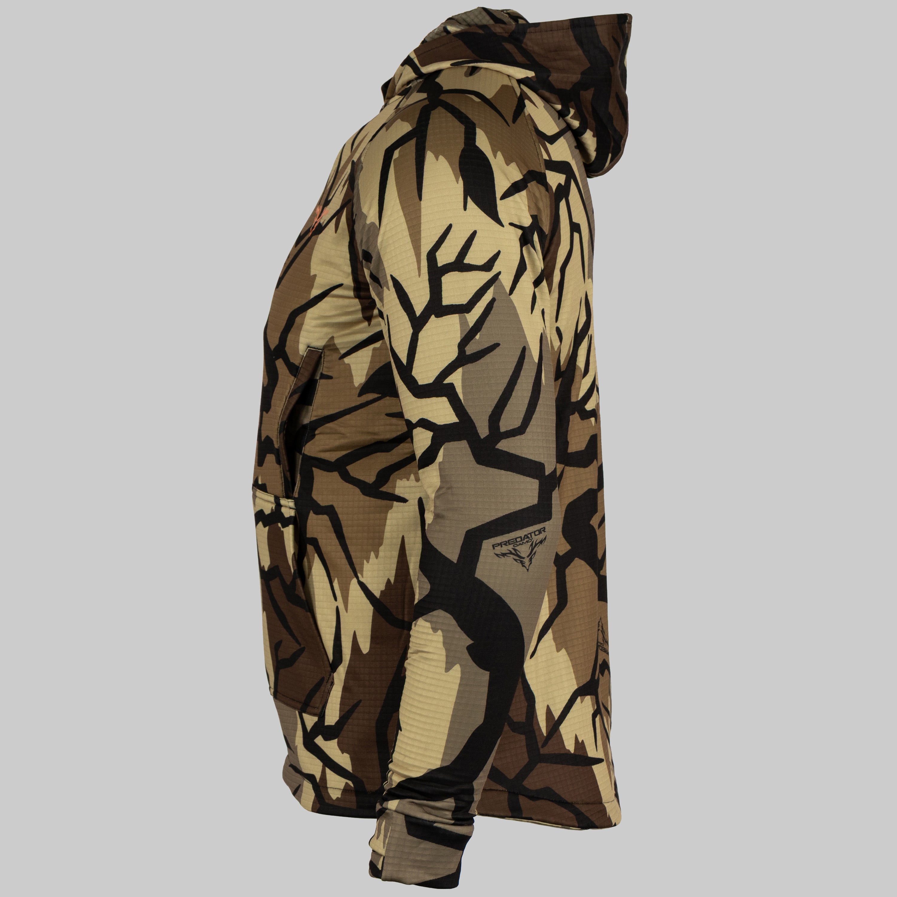 Predator Camo - ThermoGrid Hoodie - Side View - #color_fall-brown