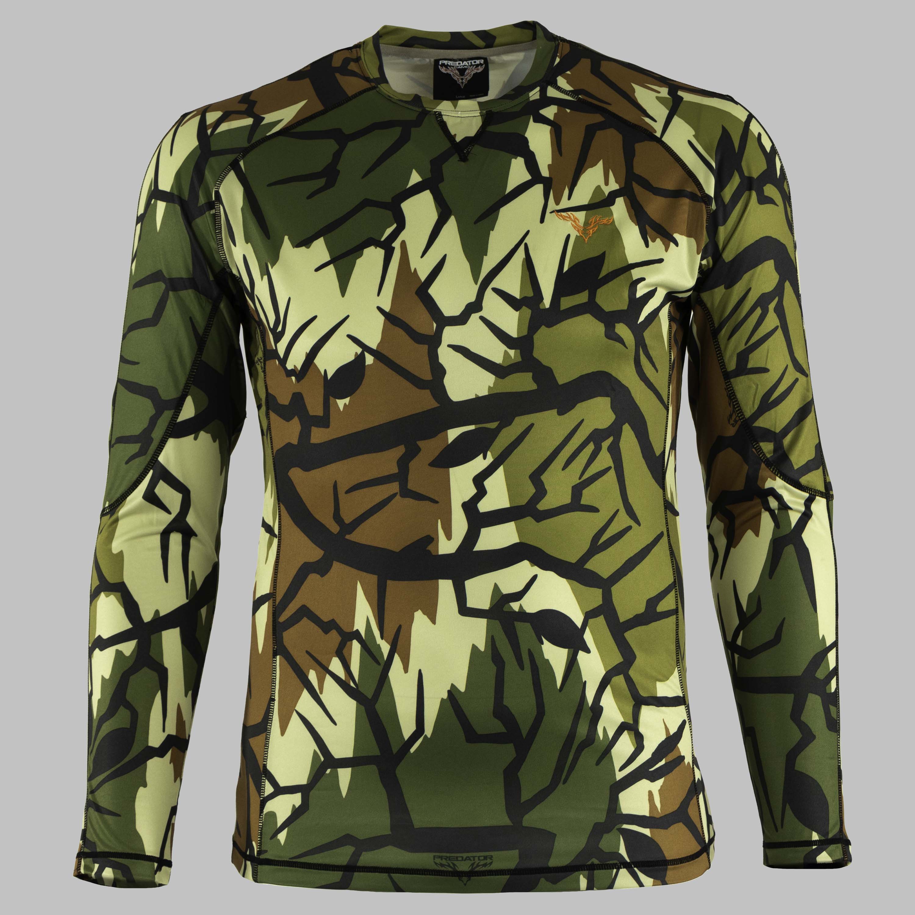 Predator Camo - Performance Long Sleeve Crew - Front View - #color_spring-green