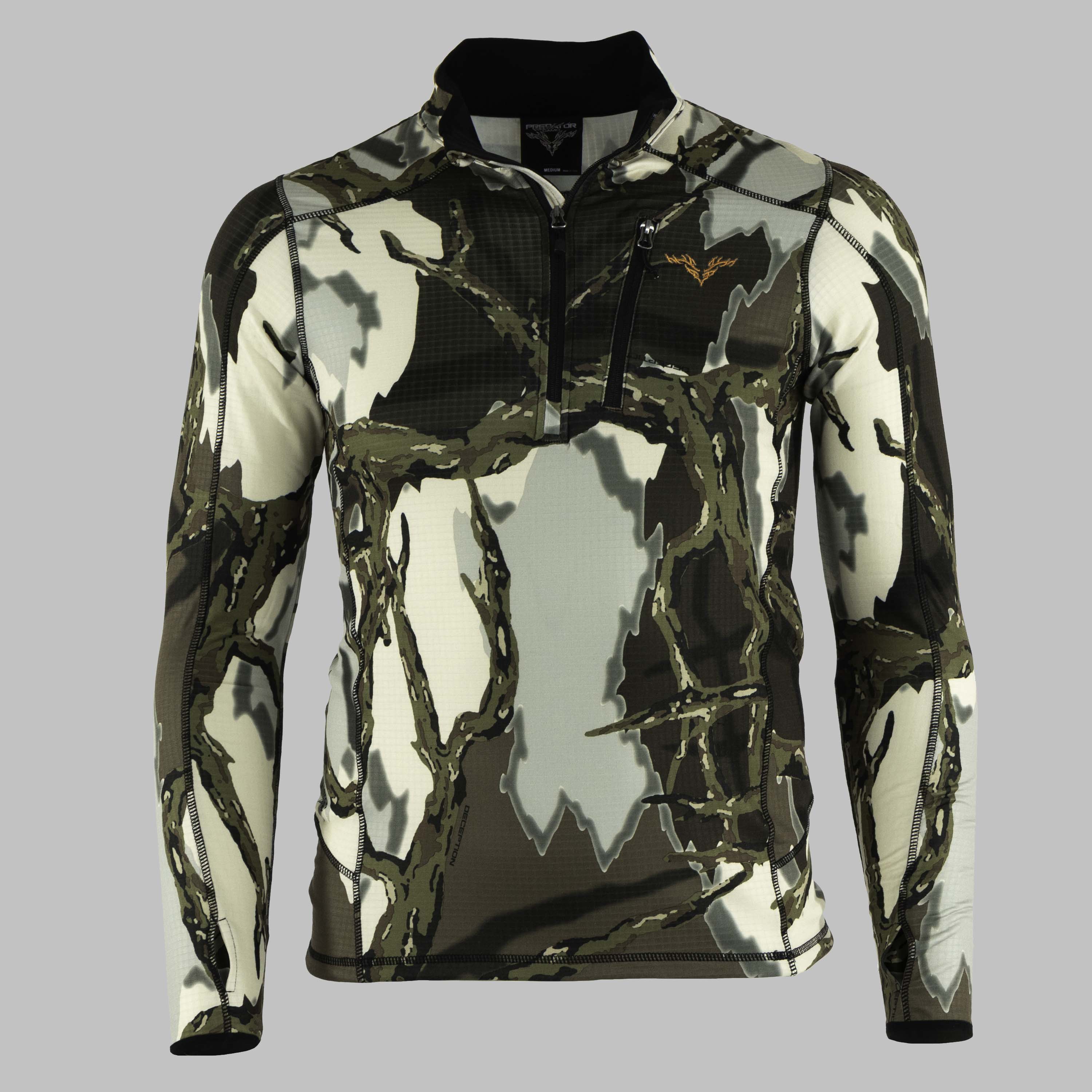 Predator Camo - Performance Fleece 1/4 Zip - Front View - #color_brown-deception