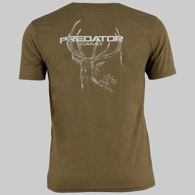 Predator Camo - Ridge Tee - Elk Back View - Coyote Brown Heather