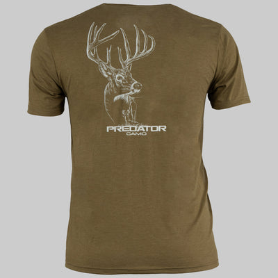Predator Camo - Ridge Tee - Whitetail Back View - Coyote Brown Heather
