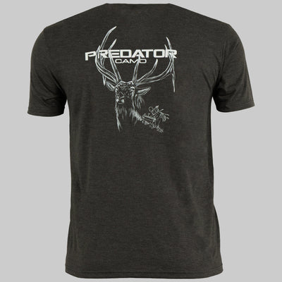 Predator Camo - Ridge Tee - Elk Back View - Heathered Charcoal