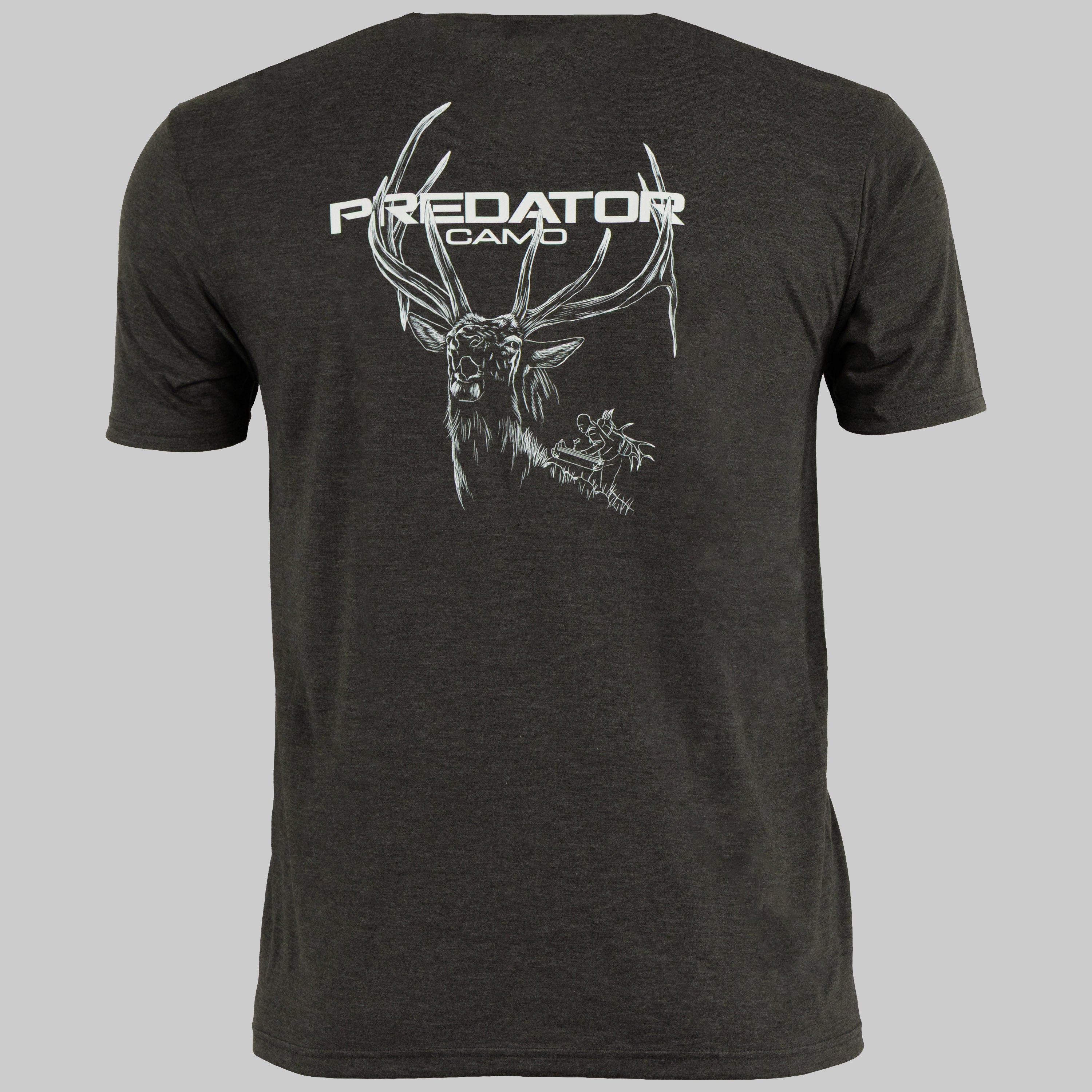Ridge Tee - Elk Back View - Heathered Charcoal