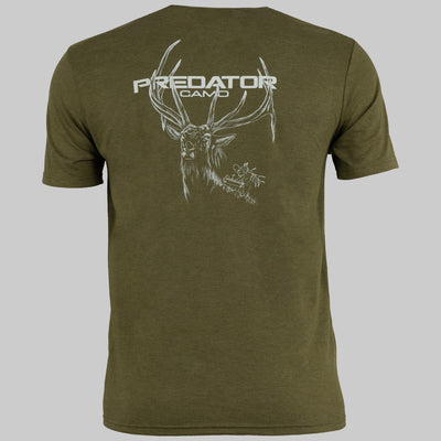 Predator Camo - Ridge Tee - Elk Back View - Military Green Frost