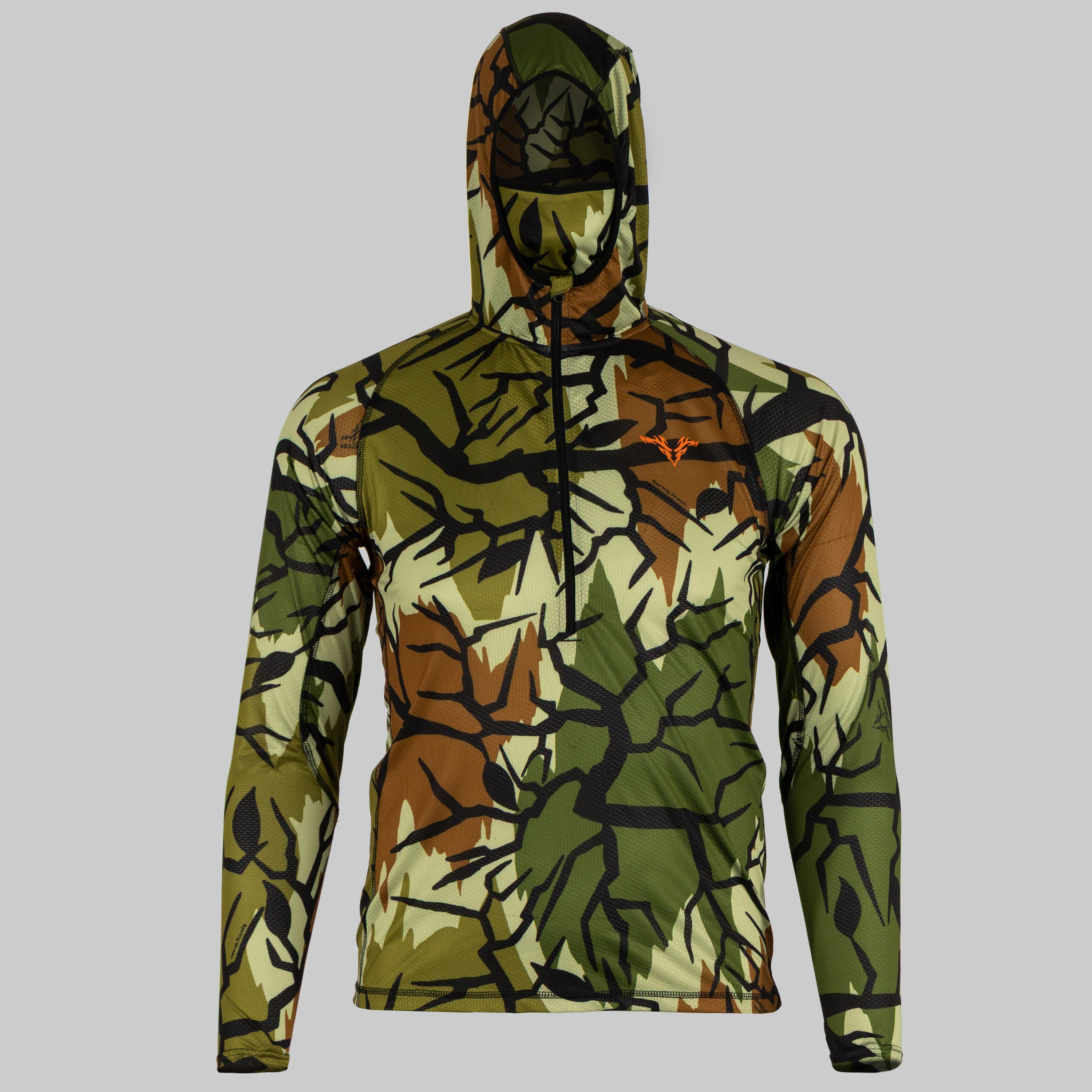 Predator camo vapor lite hoodie front view with mask #color_spring-green