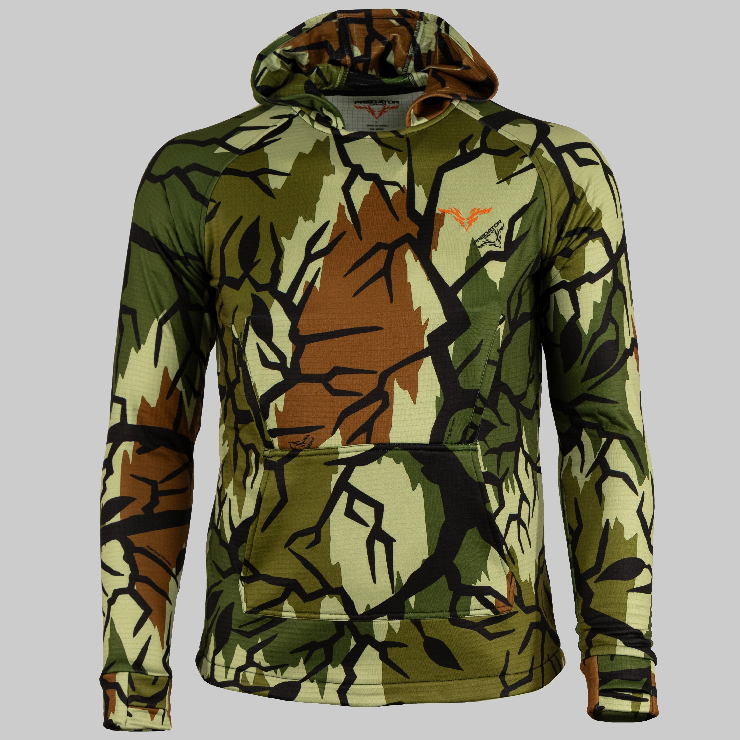 Predator Camo - ThermoGrid Hoodie - Front View - #color_spring-green