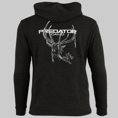 Predator Camo - Timber Hoodie - Elk Back View - Heather Black