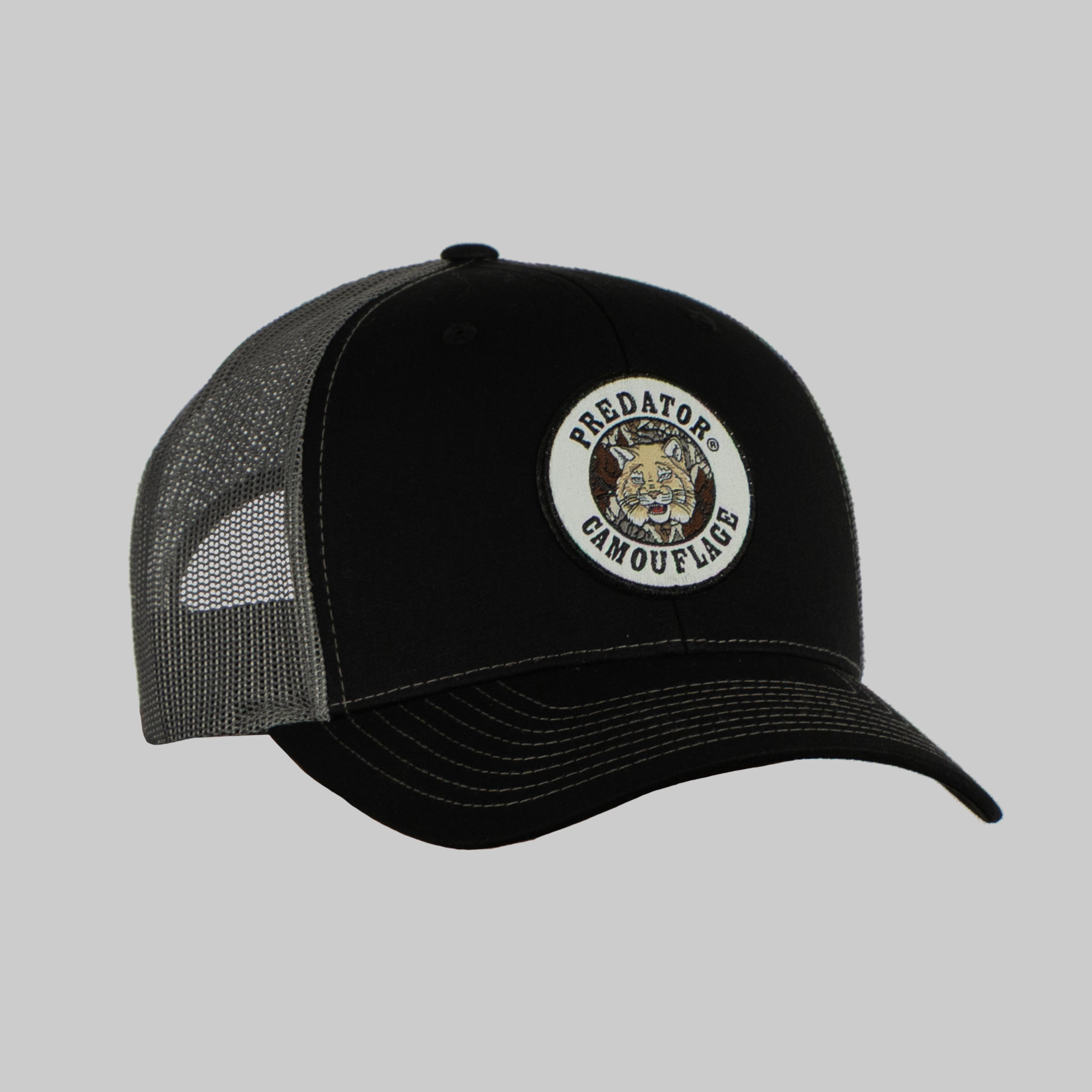 Predator Camo - OG Trucker Hat - Front View - #color_black-charcoal